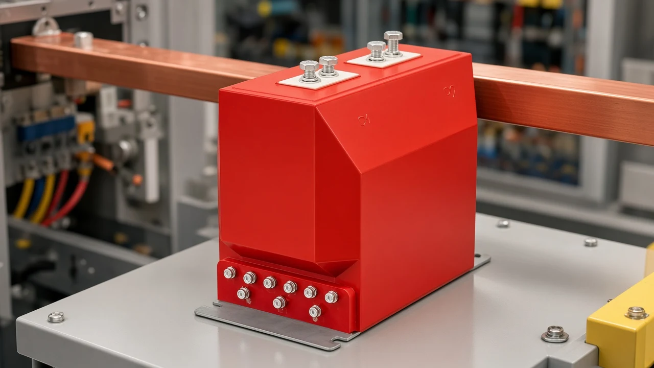 Indoor current transformer polarity orientation with primary source-to-load marks and secondary landings