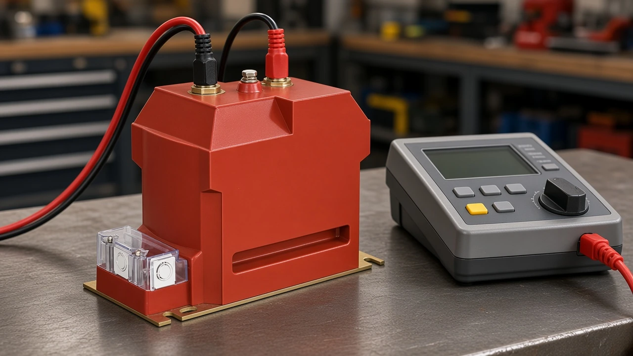 Primary-side ratio test context on an indoor voltage transformer without secondary backfeed