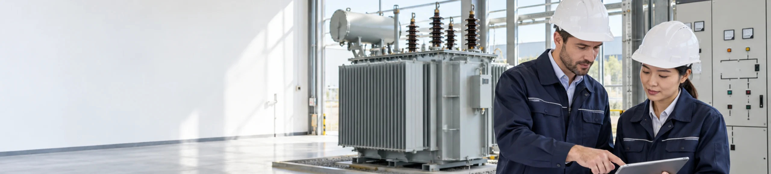 Electrical engineers providing technical consultation for transformer selection